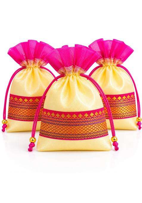 Nibbler Multicolor Traditional Potli Gift Bags for Return Gifts Shagun and Jewelry Storage Pack of 24