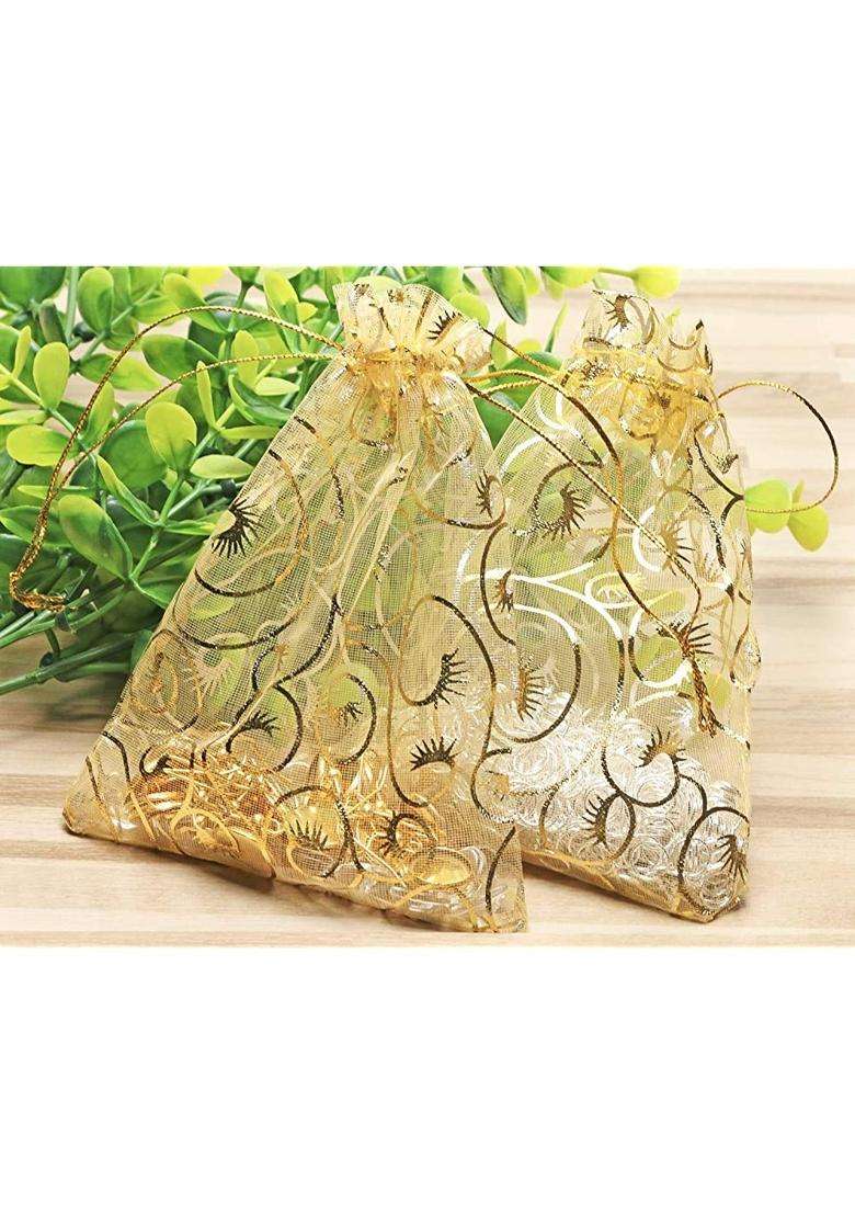 Printed Organza Bags Organza Return Gift Bags Pack of 100 - Indya