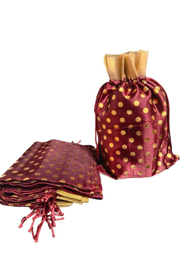 3A Featuretail 12 Inch X 8 Inch Drawstring Bags Pouches Potli for Gift Wedding Return Gift Jewelry Packaging - Indya
