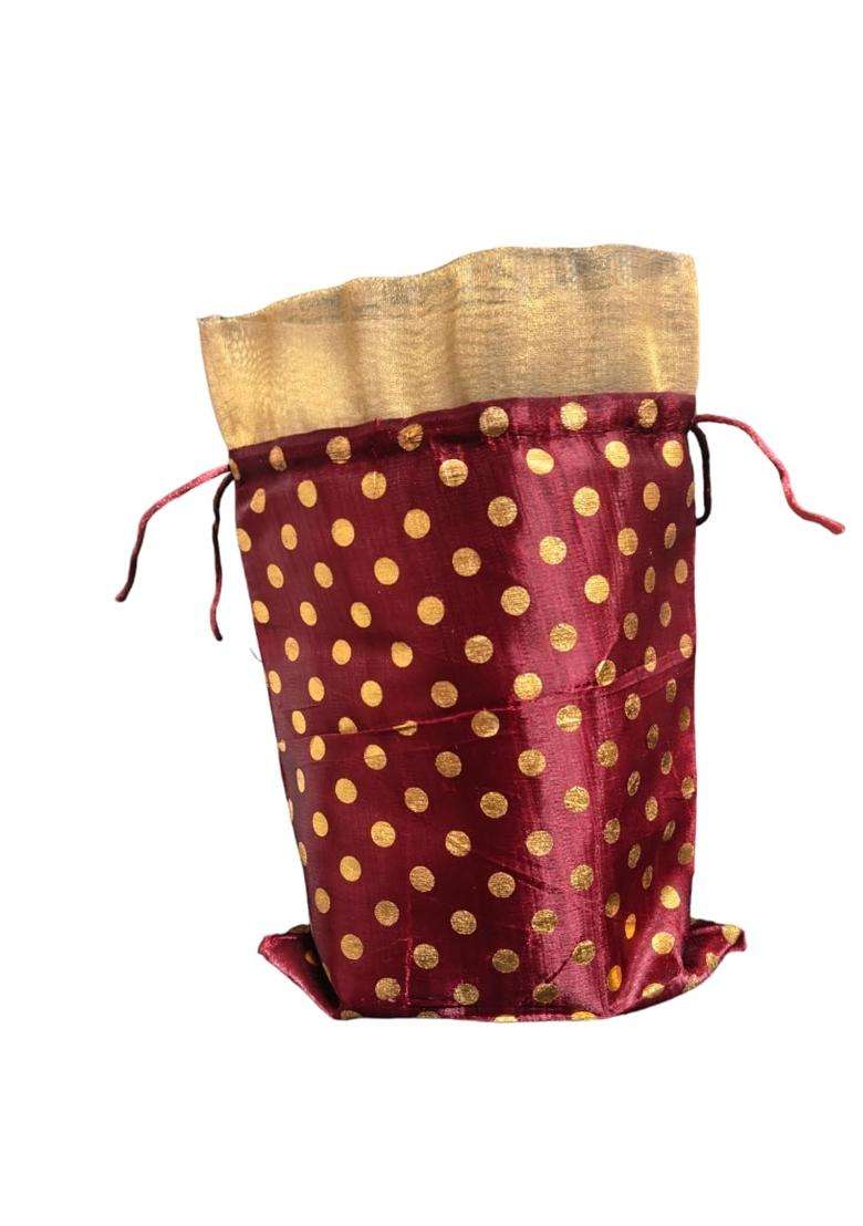 3A Featuretail 12 Inch X 8 Inch Drawstring Bags Pouches Potli for Gift Wedding Return Gift Jewelry Packaging - Indya