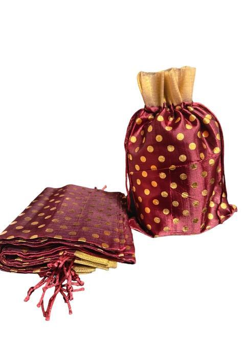 3A Featuretail 12 Inch X 8 Inch Drawstring Bags Pouches Potli for Gift Wedding Return Gift Jewelry Packaging