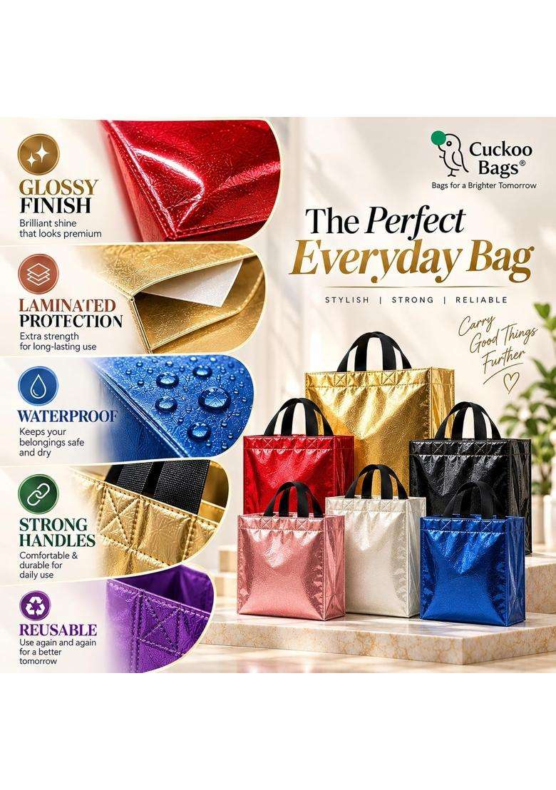 Cuckoo Bags Premium Laminated Reusable Luxury Gift Bags for Wedding Shagun Marriage Engagement Pack of 25 - Indya