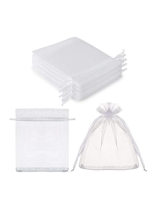 Avanti White Creation Organza Return Gift Bags Drawstring Pouches for Wedding Pack of 100