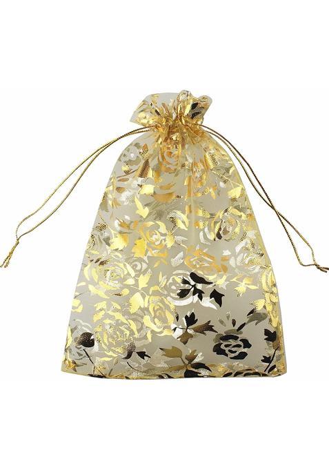 Classic Eco Friendly Bags Gold DNY 50 Pcs Potli Bags Organza Pouches 5x7 Inches with Drawstring Small Potli