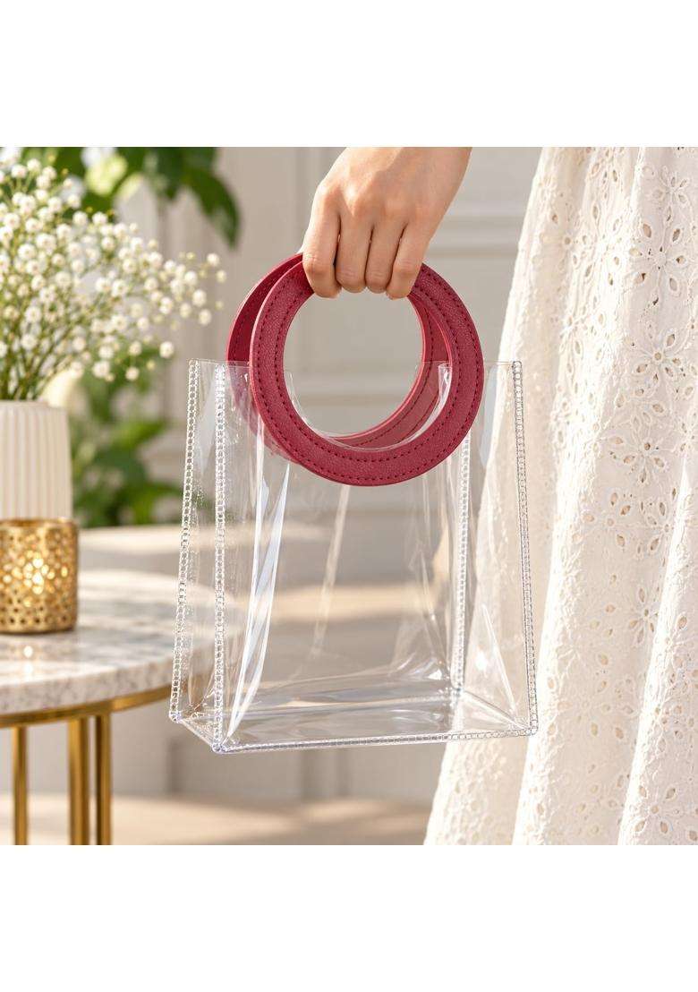 Satyam Kraft 6 Pcs Transparent Reusable Leather Goodie Bags - Indya