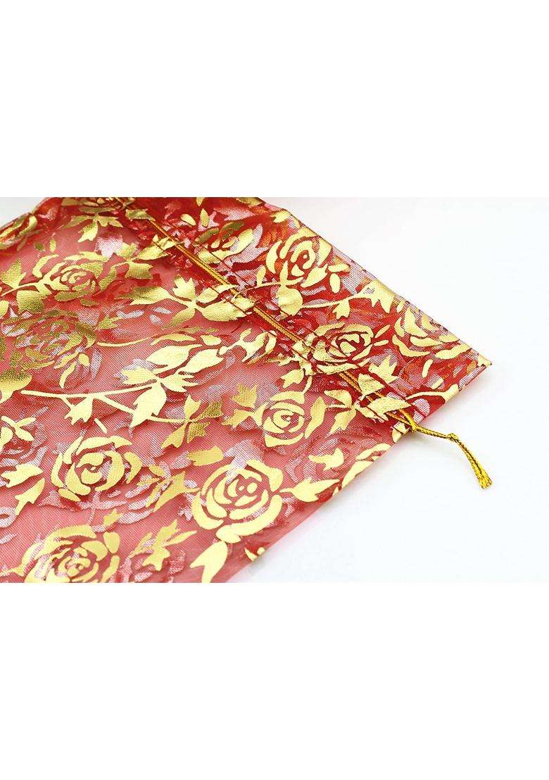 Classic Eco Friendly Bags DNY 50 Pcs Potli Bags Organza Pouches 6x8 Inches with Drawstring Small Potli Bags - Indya