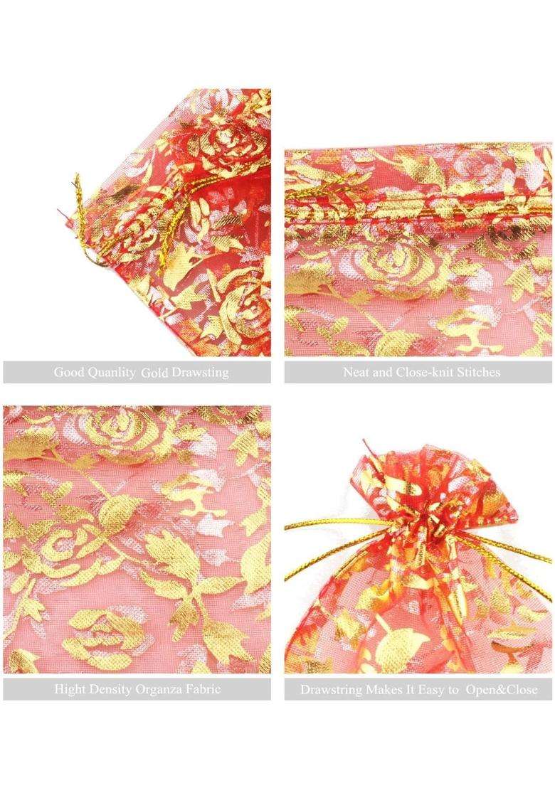 Classic Eco Friendly Bags DNY 50 Pcs Potli Bags Organza Pouches 6x8 Inches with Drawstring Small Potli Bags - Indya