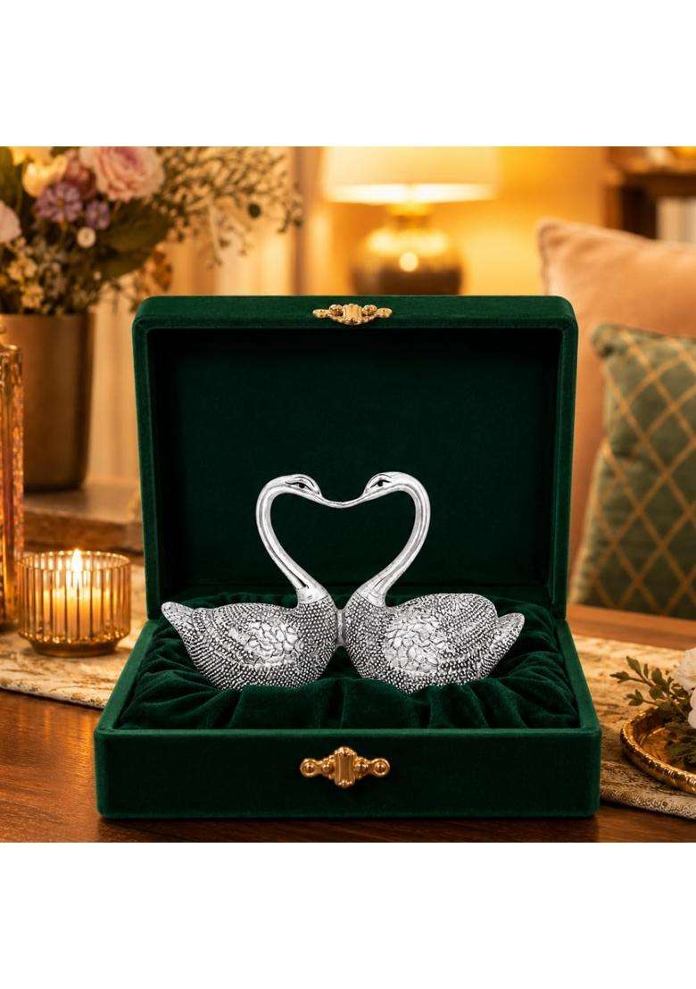 Dev Aastha Silver Plated Love Bird Pair Idol for Home Decor Decorative Bird Showpiece for Living Room - Indya