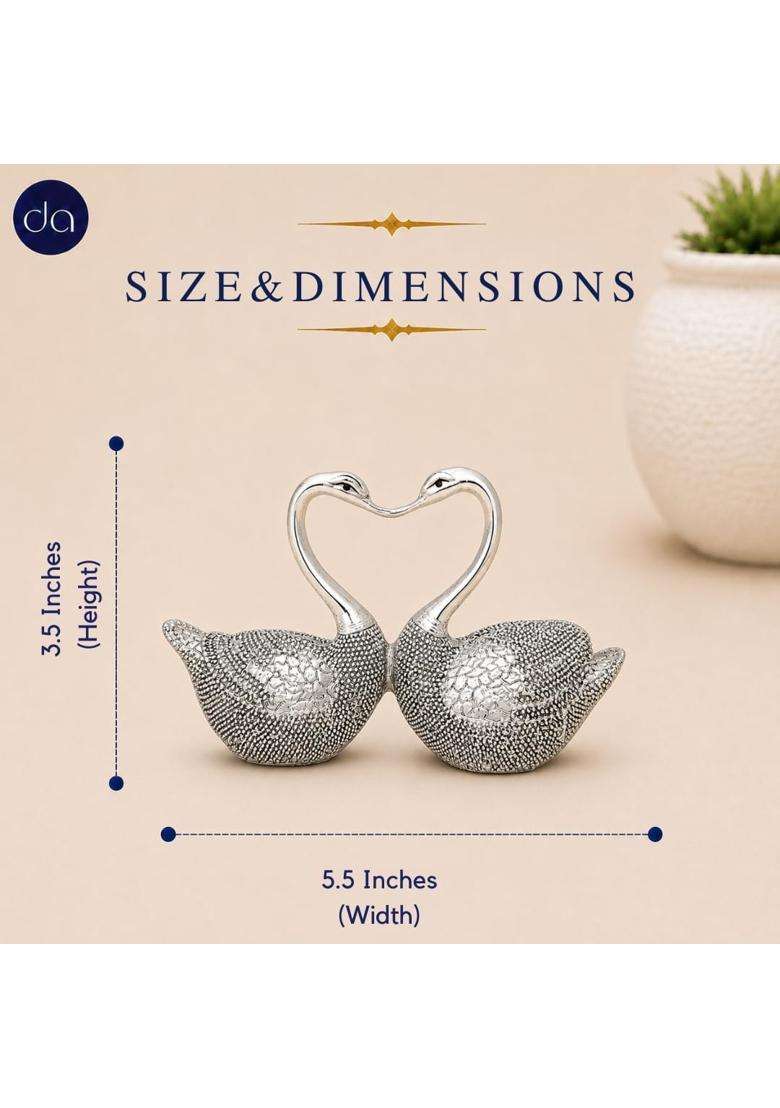 Dev Aastha Silver Plated Love Bird Pair Idol for Home Decor Decorative Bird Showpiece for Living Room - Indya