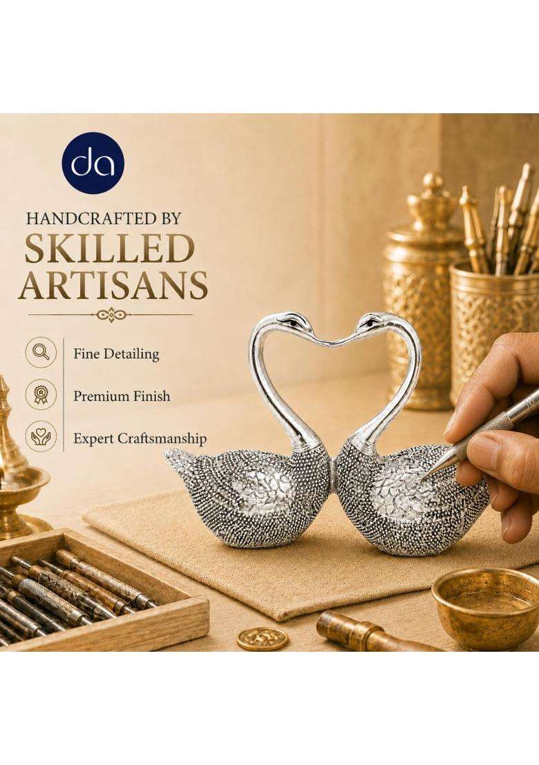 Dev Aastha Silver Plated Love Bird Pair Idol for Home Decor Decorative Bird Showpiece for Living Room - Indya