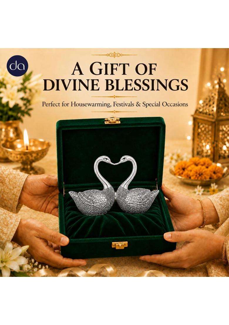 Dev Aastha Silver Plated Love Bird Pair Idol for Home Decor Decorative Bird Showpiece for Living Room - Indya
