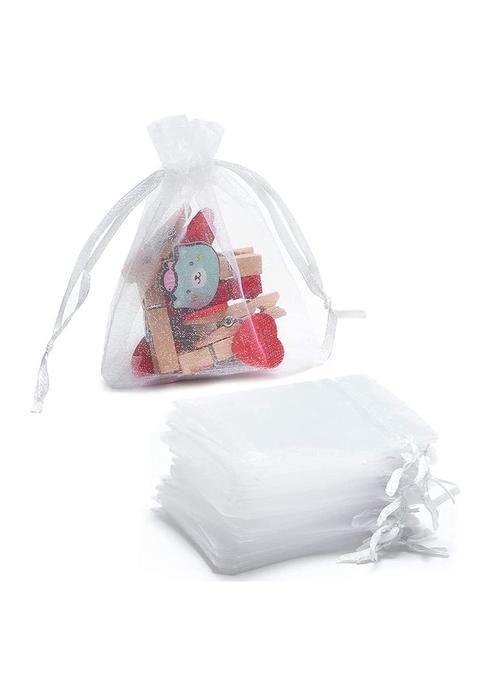 DMS Retail Sheer Organza Bags Wedding Favor Bags with Drawstring Jewelry Gift Bags for Party Pack of 100