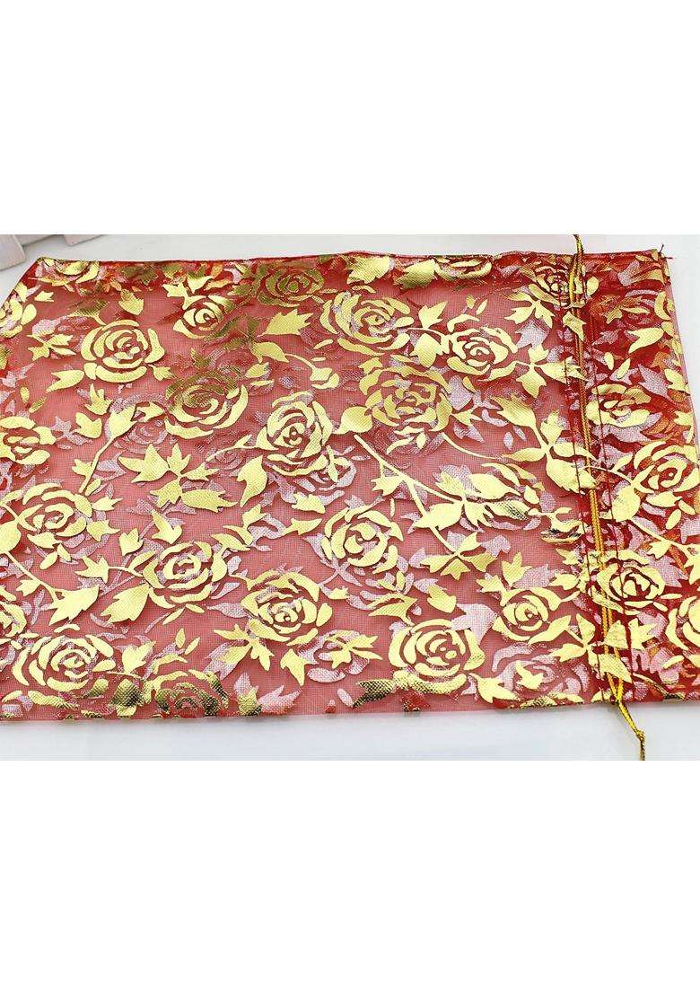 Classic Eco Friendly Bags Red DNY 50 Pcs Potli Bags Organza Pouches 5x7 Inches with Drawstring Small Potli - Indya