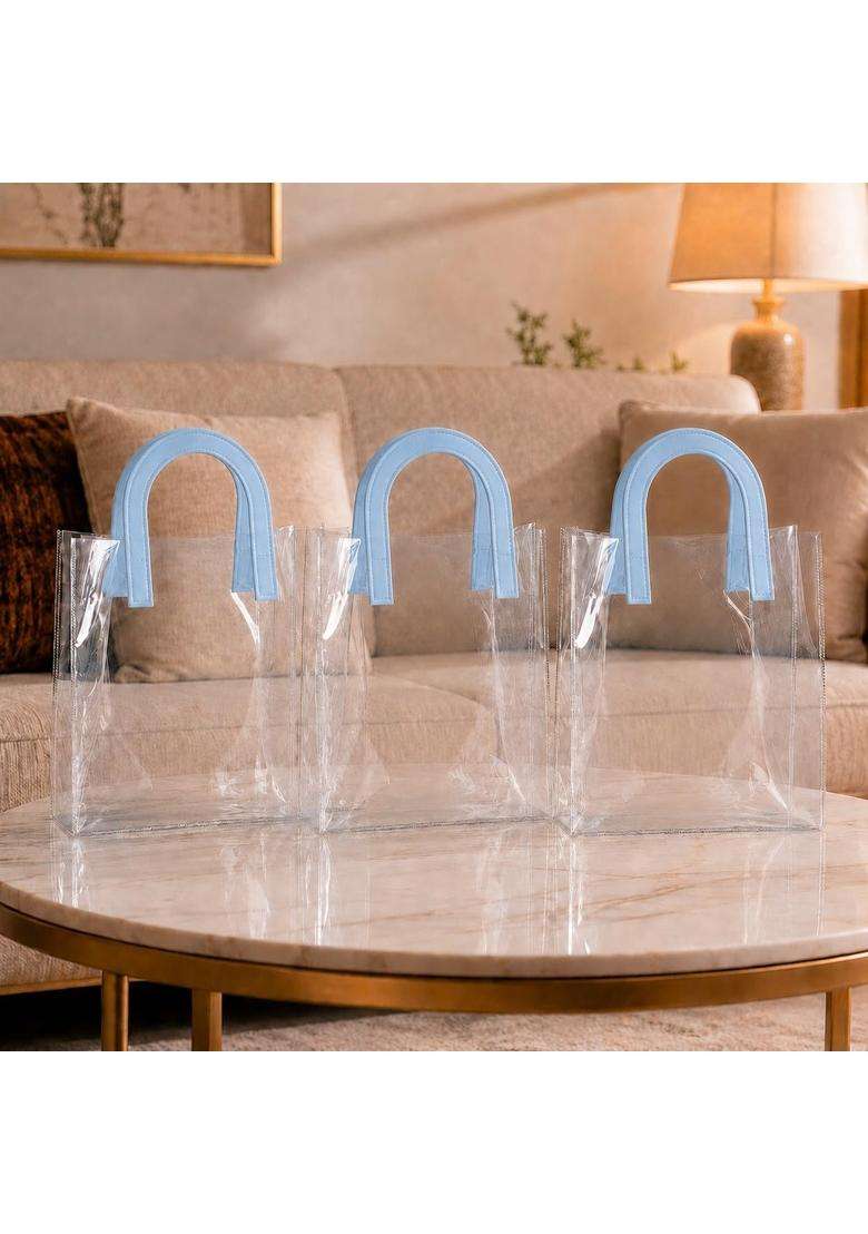 Satyam Kraft 6 Pcs Transparent Reusable Leather Goodie Bags - Indya