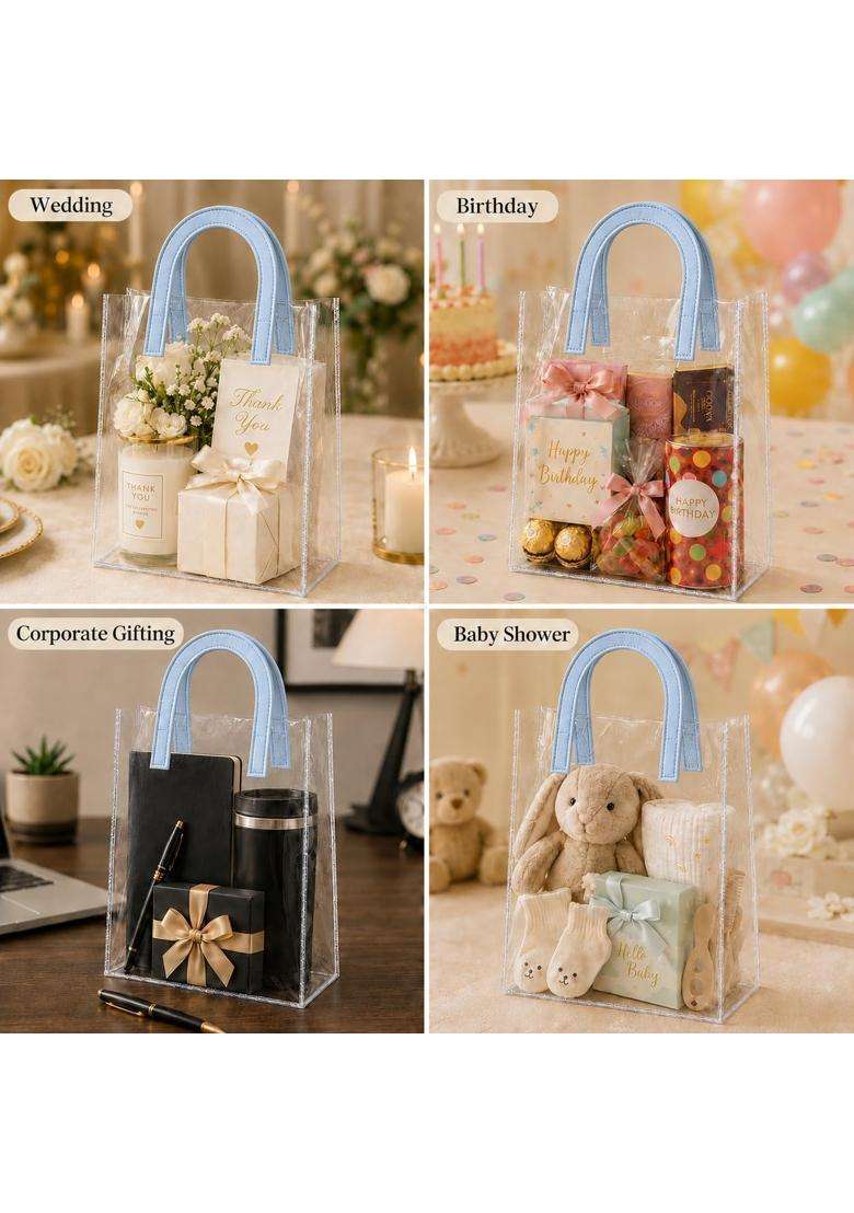 Satyam Kraft 6 Pcs Transparent Reusable Leather Goodie Bags - Indya