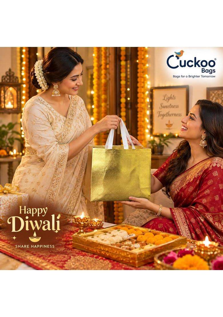 Cuckoo Wine Bags Premium Laminated Reusable Luxury Gift Bags for Wedding Shagun Marriage Engagement Pack of 25 - Indya
