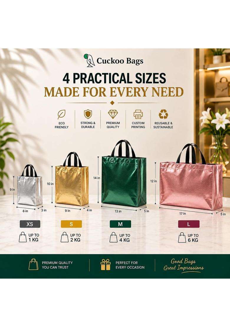 Cuckoo Wine Bags Premium Laminated Reusable Luxury Gift Bags for Wedding Shagun Marriage Engagement Pack of 25 - Indya