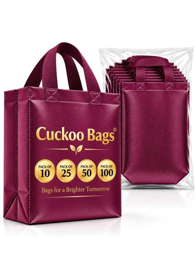 Cuckoo Wine Bags Premium Laminated Reusable Luxury Gift Bags for Wedding Shagun Marriage Engagement Pack of 25 - Indya