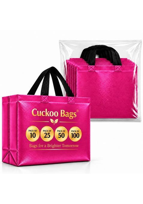 Cuckoo Magenta Bags Premium Laminated Reusable Luxury Gift Bags for Wedding Shagun Marriage Pack of 10
