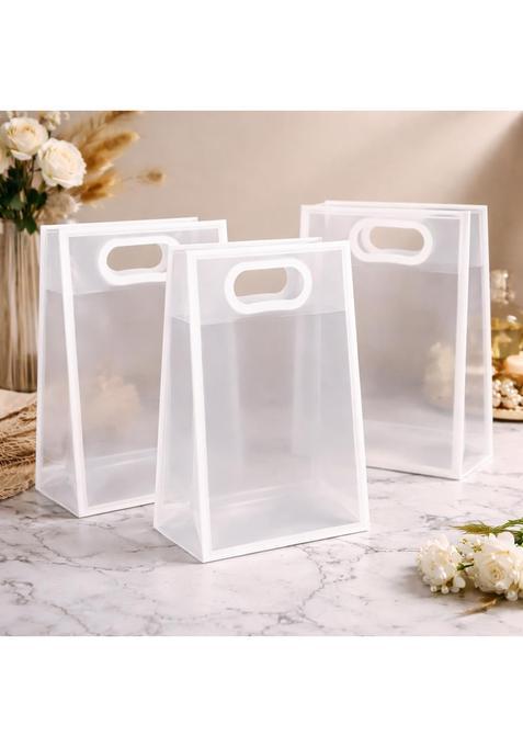 Satyam Kraft White 12 Pcs Translucent Multipurpose Reusable Gift Bags
