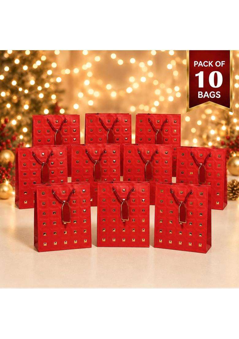 Art Street Return Premium Paper Gift Bags Small Carry Bags with Thank You Card for Gifting Pack of 10 - Indya