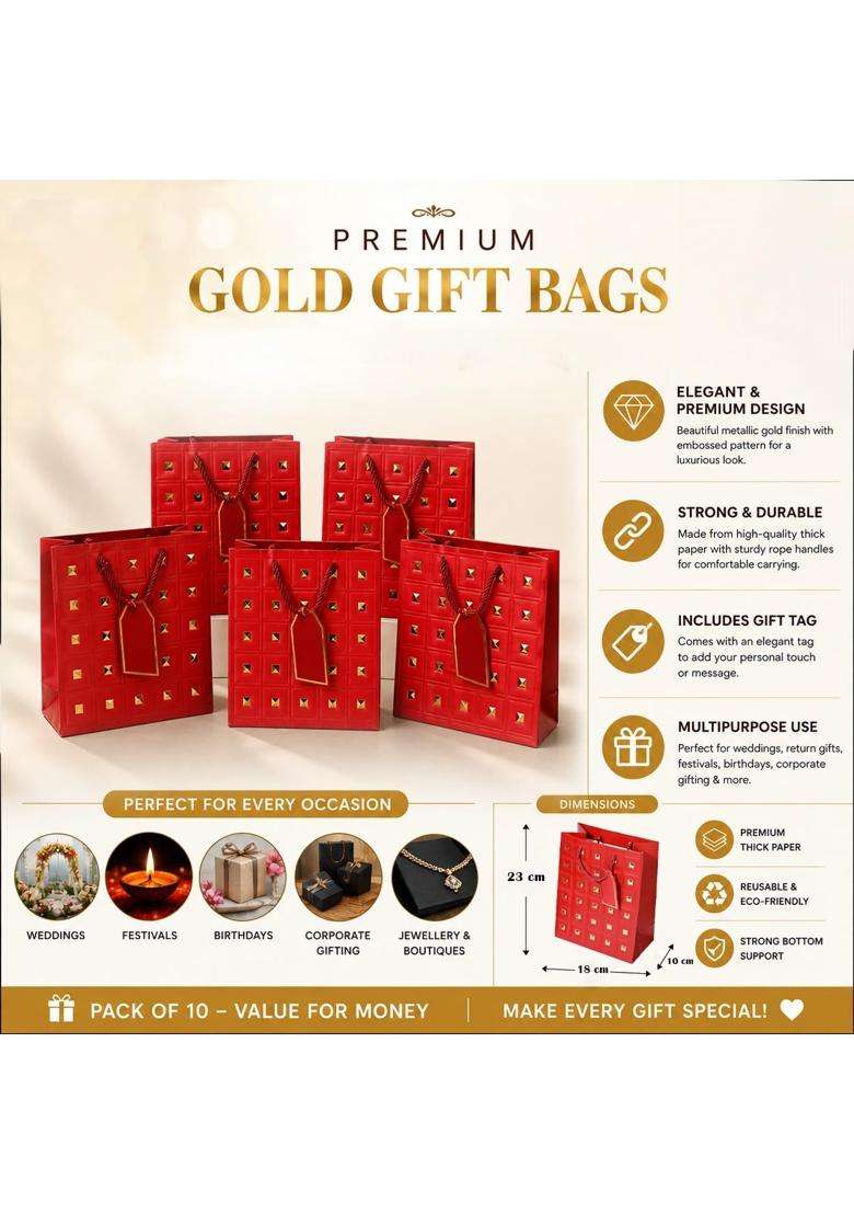 Art Street Return Premium Paper Gift Bags Small Carry Bags with Thank You Card for Gifting Pack of 10 - Indya