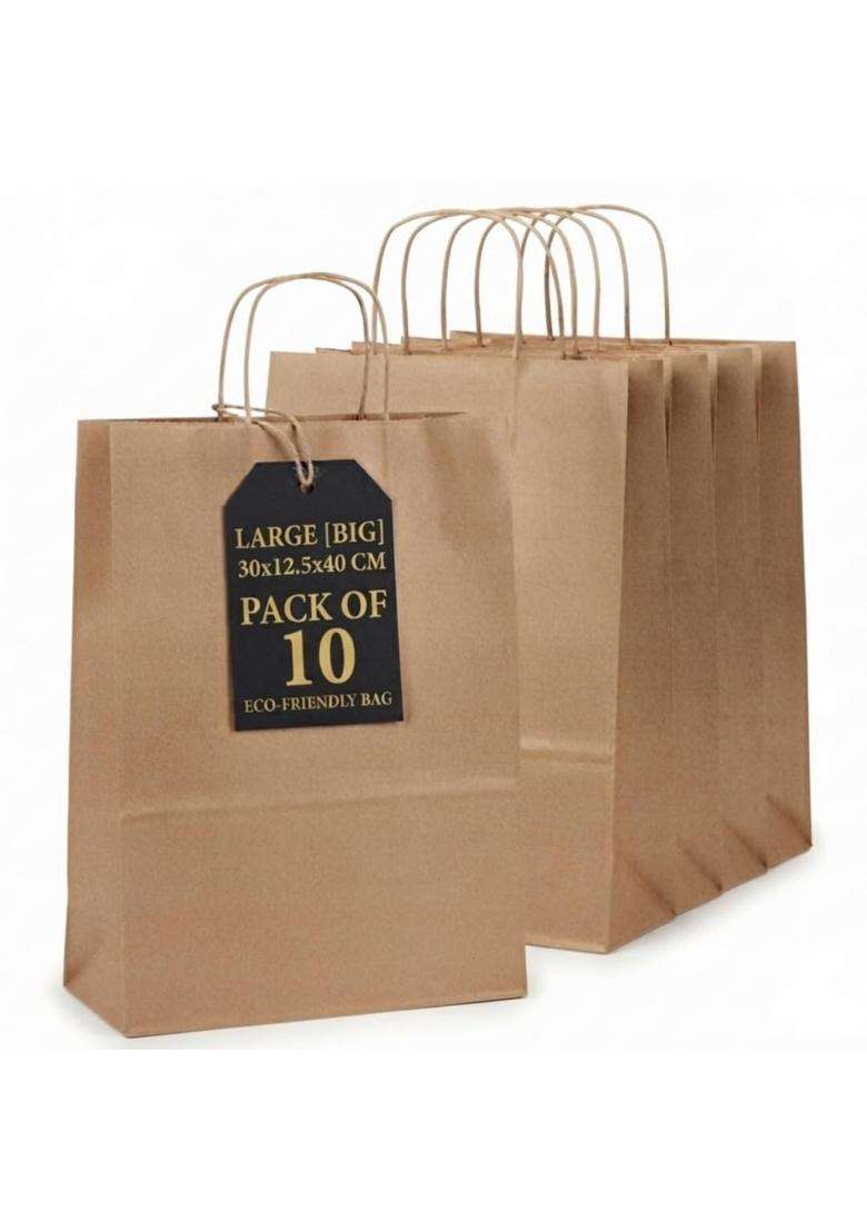 Nskraft Brown Paper Carry Bags with Sturdy Handles Eco Friendly Small 30x12 Point 5x40cm for Wedding Pack of 35 - Indya