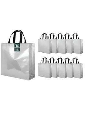 Ekysa Dekor Silver Nonwooven Bags with Handles 9x10x4 Inches