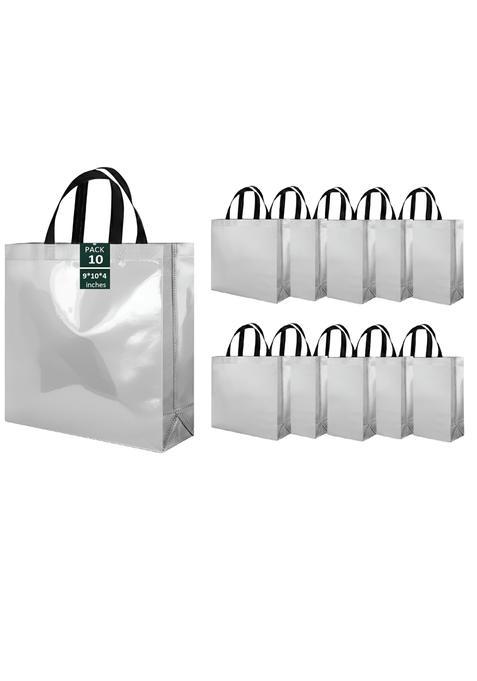 Ekysa Dekor Silver Nonwooven Bags with Handles 9x10x4 Inches