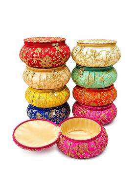 Matki Shape Fabric Potli Bags Multicolour Ethnic Return Gift Pouches Pack of 6