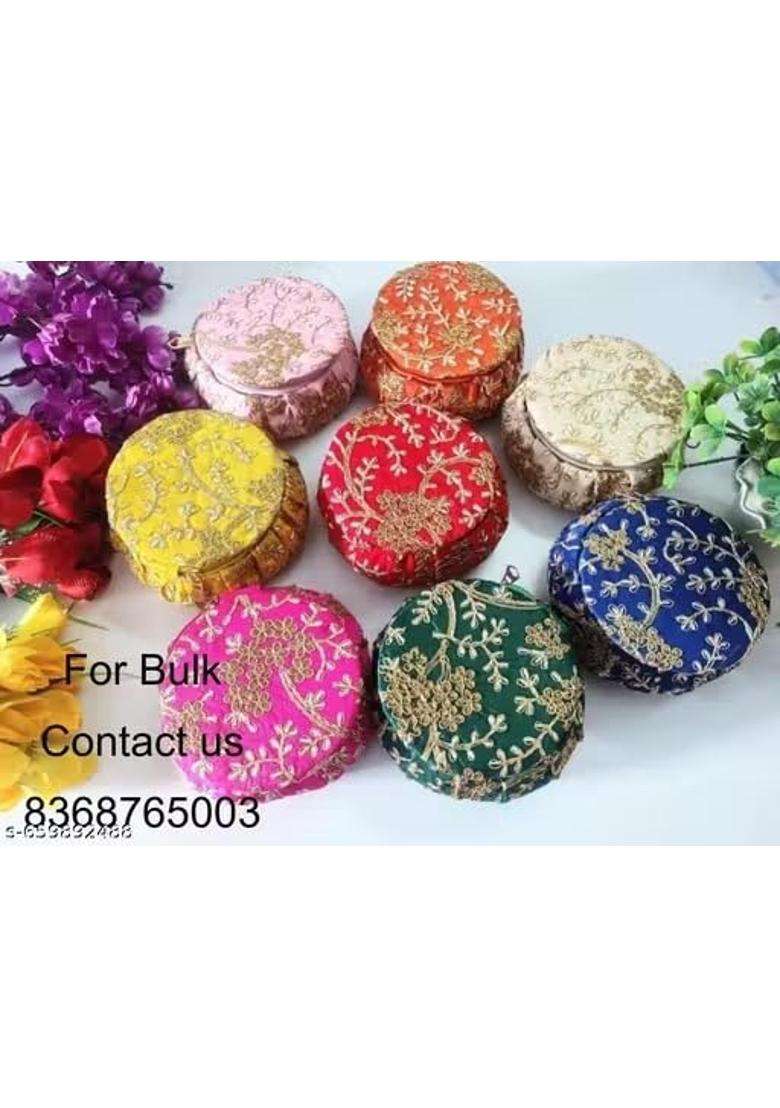 Matki Shape Fabric Potli Bags Multicolour Ethnic Return Gift Pouches Pack of 6 - Indya