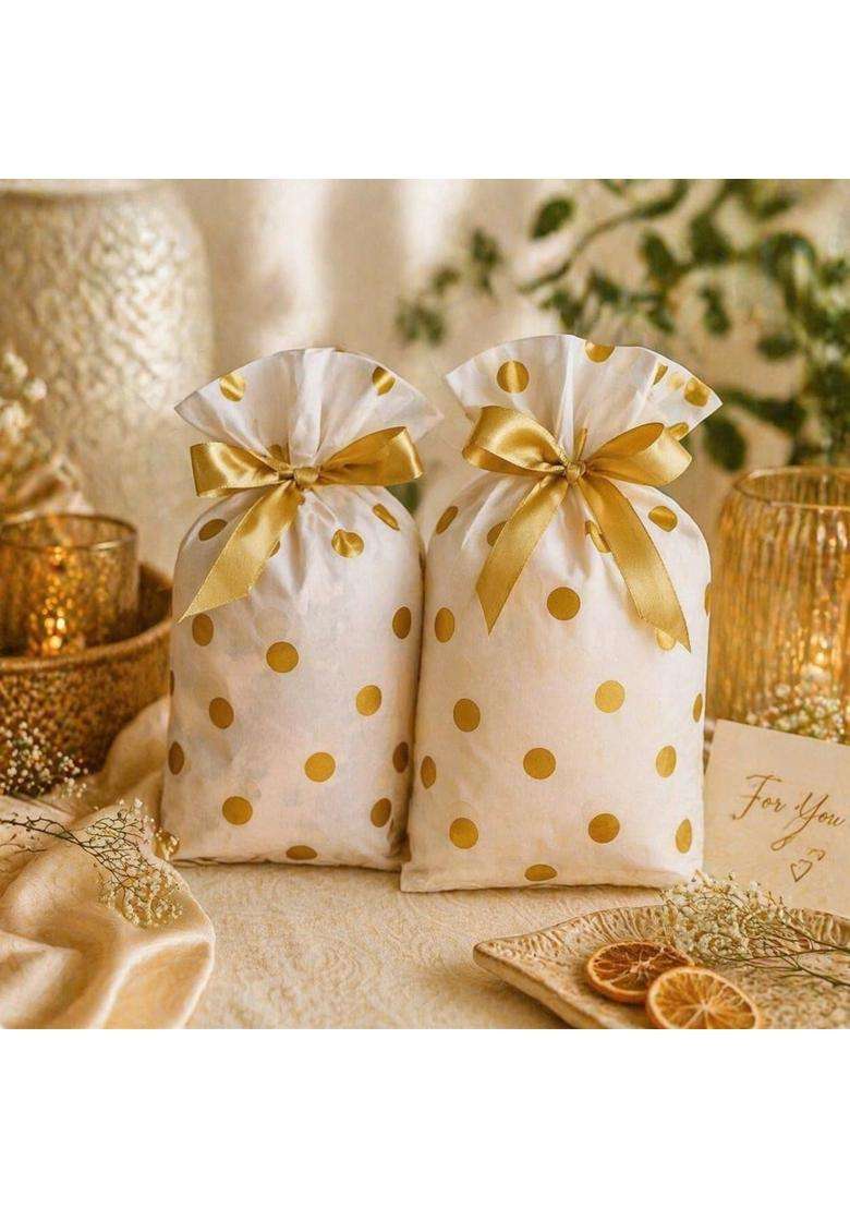 Satyam Kraft 80 Pcs Polka Dot Gift Pouches for Birthday Return Gift Bags Potli Goodie Bag Gift Packing Bags - Indya