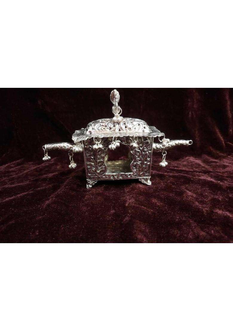 Mishita Collections German Silver Doli Showpiece Hand Engraved Palanquin Palki Decor - Indya