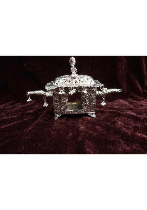 Mishita Collections German Silver Doli Showpiece Hand Engraved Palanquin Palki Decor