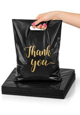 Kawai Homes Black Thank You Gift Bags for Return Gifts Birthday Party Wedding Baby Shower Festival Pack of 50