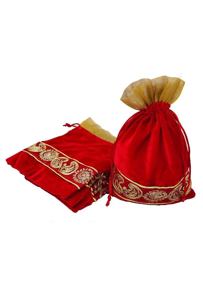 3A Featuretail 18CM X 25CM Large Velvet Drawstring Bags Pouches Potli for Gift Wedding Jewelry Packaging - Indya