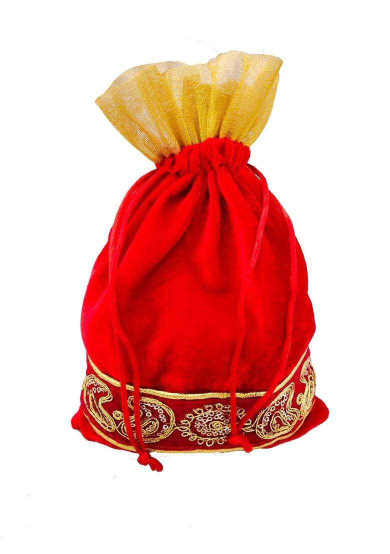 3A Featuretail 18CM X 25CM Large Velvet Drawstring Bags Pouches Potli for Gift Wedding Jewelry Packaging - Indya