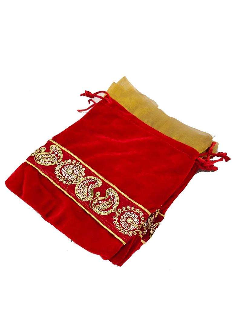 3A Featuretail 18CM X 25CM Large Velvet Drawstring Bags Pouches Potli for Gift Wedding Jewelry Packaging - Indya