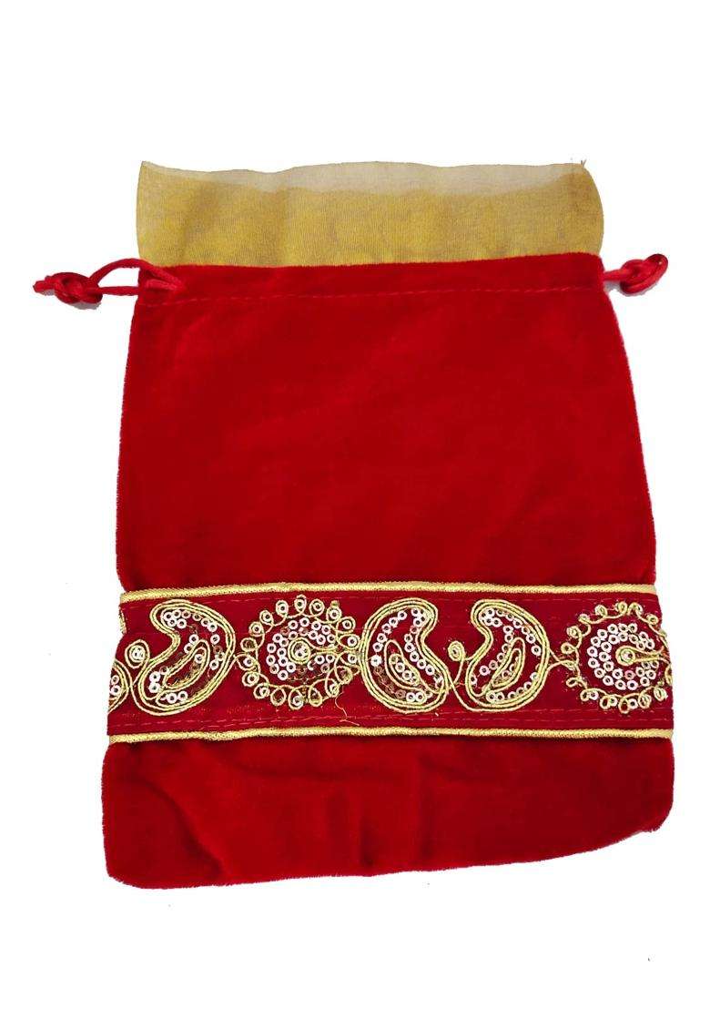 3A Featuretail 18CM X 25CM Large Velvet Drawstring Bags Pouches Potli for Gift Wedding Jewelry Packaging - Indya