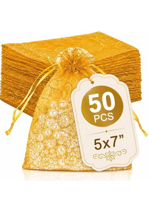 Xclusy 50Pcs 13X18CM 5x7 INCH Potli Bags for Gifting Multipurpose Wedding Return Gift Bags Pack of 50