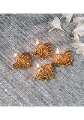 Two Moustaches Lotus Shaped Decor Diya 2 and Half Inches Material Brass Home Decoration Item Gift Set of 4