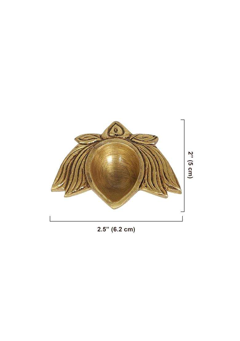 Two Moustaches Lotus Shaped Decor Diya 2 and Half Inches Material Brass Home Decoration Item Gift Set of 4 - Indya