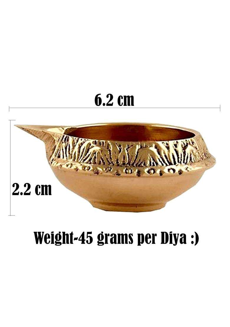 Shiv Shakti Arts Brass Diya for Puja Brass Oil Lamps Puja Items for Diwali Decor Deepak Gold Set of 50 - Indya