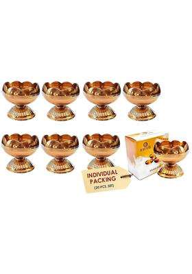 Craftsman Gold 20 Pc Pure Virgin Brass Diwali Puja Jyoti Diya Indian Pooja Oil Lamp Dia Deepawali Diya Oil