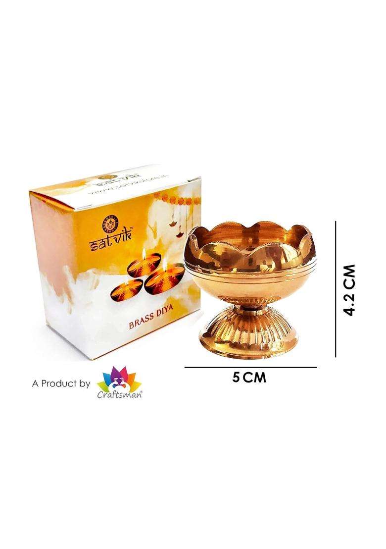 Craftsman Gold 20 Pc Pure Virgin Brass Diwali Puja Jyoti Diya Indian Pooja Oil Lamp Dia Deepawali Diya Oil - Indya
