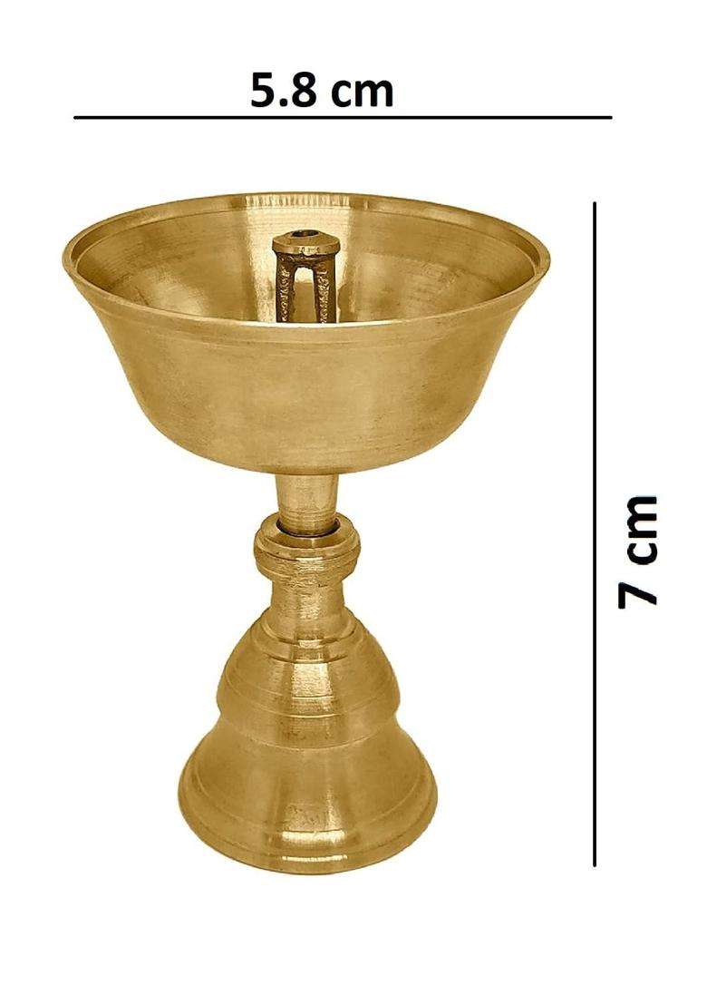 Satvik Gold 20 Pc Set of Pure Brass Diya for Pooja Puja Kutthu Vilakku Deepam Meditation Offering Butter Lamp - Indya