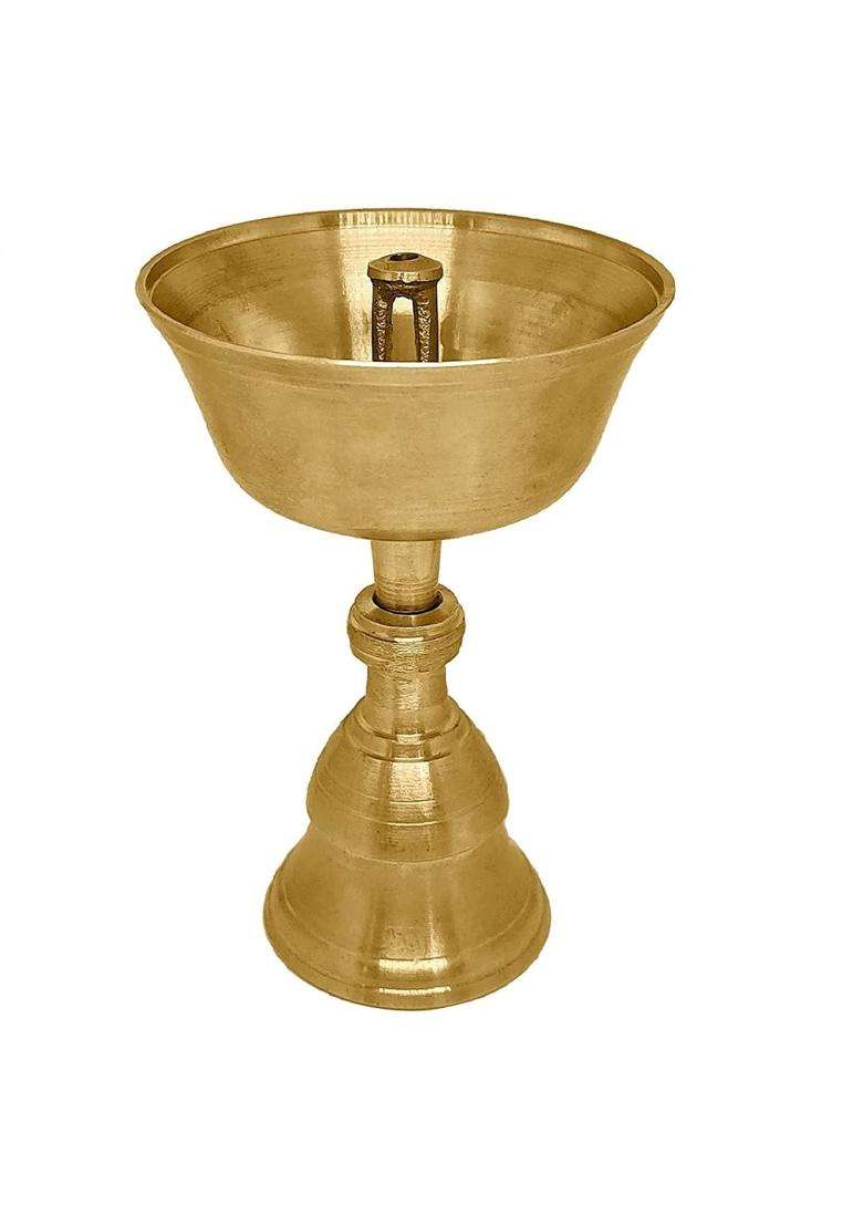 Satvik Gold 20 Pc Set of Pure Brass Diya for Pooja Puja Kutthu Vilakku Deepam Meditation Offering Butter Lamp - Indya