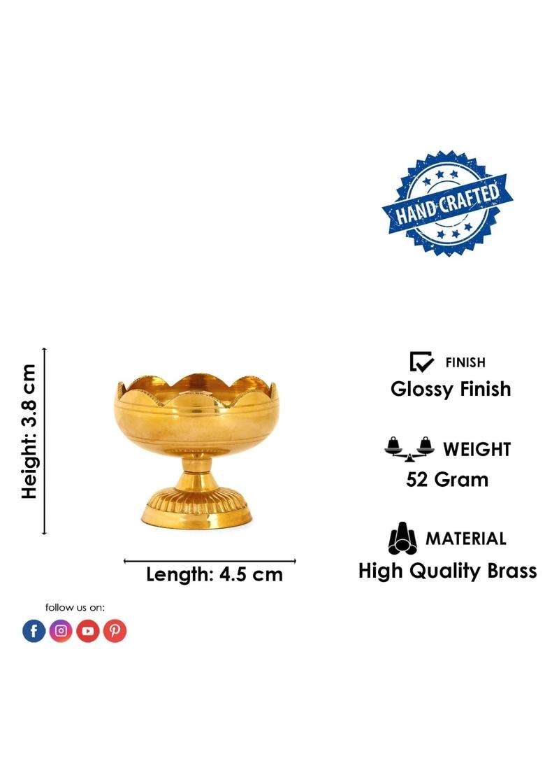 Satvik Golden Pure Virgin Brass Big Diwali Puja Jyoti Diya Indian Pooja Oil Lamp Dia Deepawali Diya Set of 10 - Indya