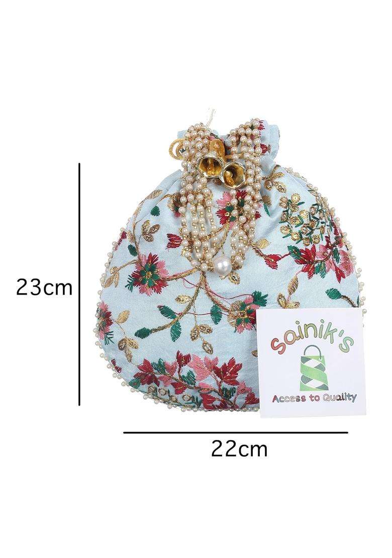 Sainiks Multicolour Access to Quality Embroidery Wedding Return Gift Women Wholesale Bridal Traveling Potli - Indya