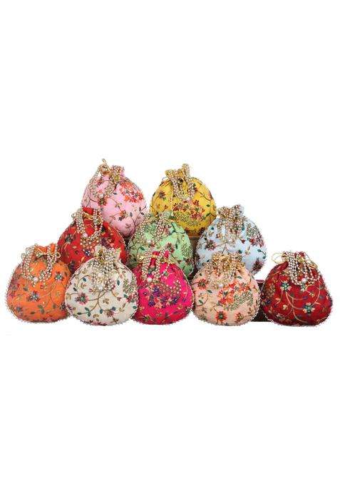 Sainiks Multicolour Access to Quality Embroidery Wedding Return Gift Women Wholesale Bridal Traveling Potli